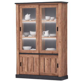 Vitrine Etienne 2P industrial oak/black