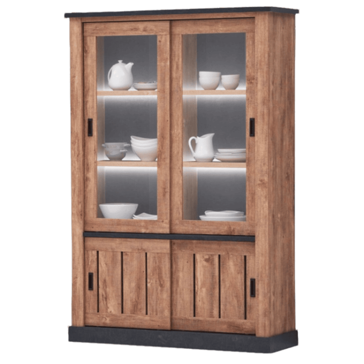 Vitrine Etienne 2P industrial oak/black
