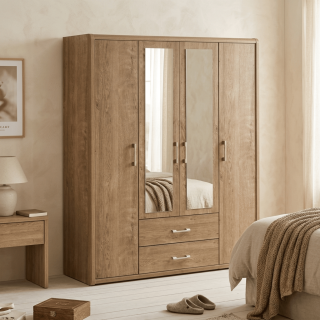 Armoire 4 portes Cara caramel oak