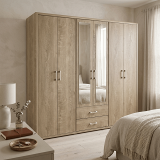 Armoire 6 portes Cara caramel oak