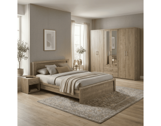 Chambre à coucher Cara ( Armoire 6 portes+ lit 160 x 200 cm + 2 chevets )