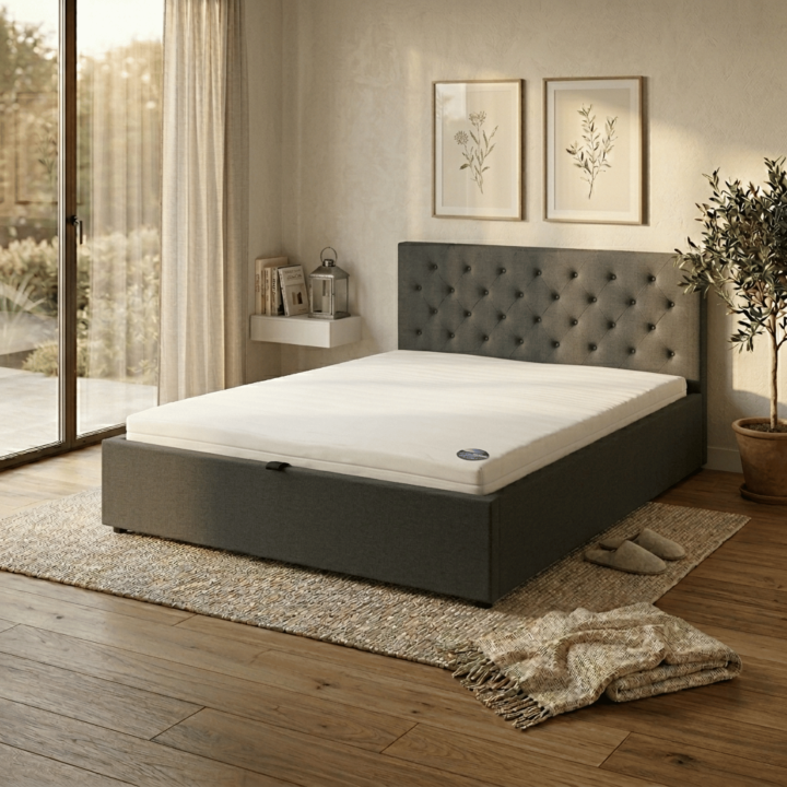 Lit coffre 140x200 Chester/Oxford gris