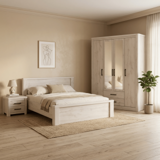 Chambre à coucher Olivos ( Armoire + lit + 2 chevets )