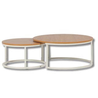 Set de 2 tables de salon UCT7033/7034 naturel/blanc