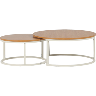 Set de 2 tables de salon UCT7033/7034 naturel/blanc