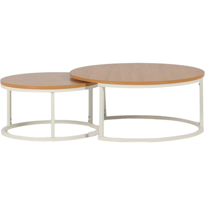 Set de 2 tables de salon UCT7033/7034 naturel/blanc