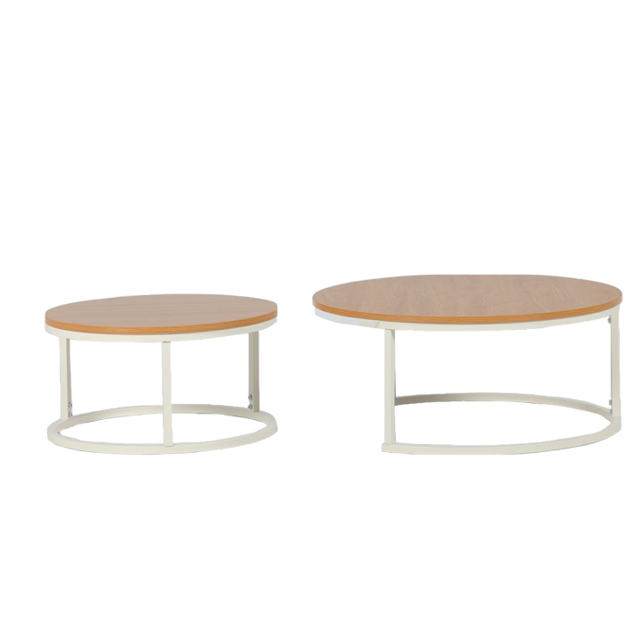 Set de 2 tables de salon UCT7033/7034 naturel/blanc