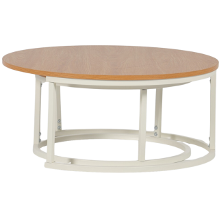 Set de 2 tables de salon UCT7033/7034 naturel/blanc