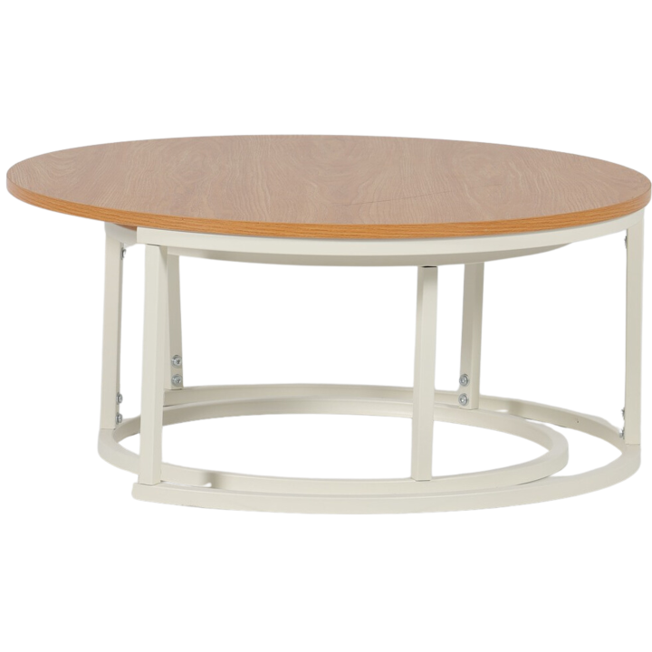 Set de 2 tables de salon UCT7033/7034 naturel/blanc