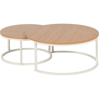Set de 2 tables de salon UCT7033/7034 naturel/blanc
