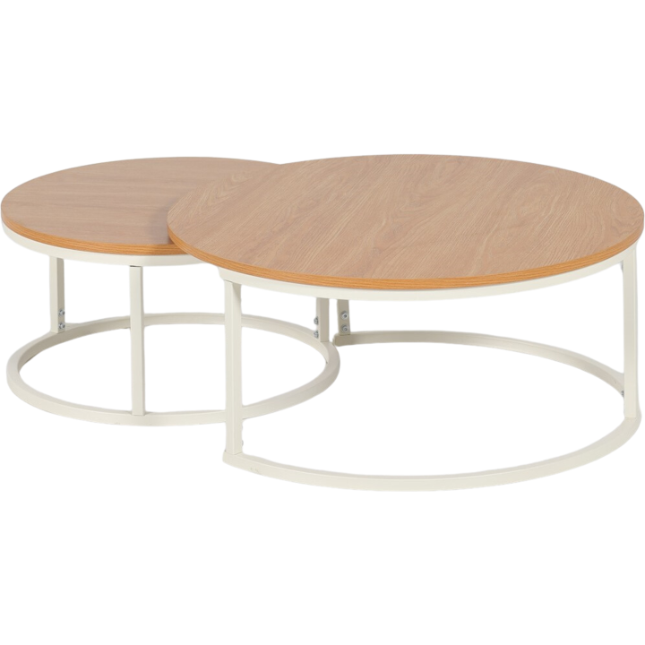 Set de 2 tables de salon UCT7033/7034 naturel/blanc
