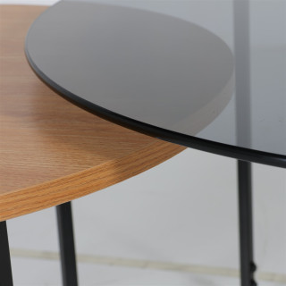 Set 2 tables de salon UCT23021 verre noir/naturel