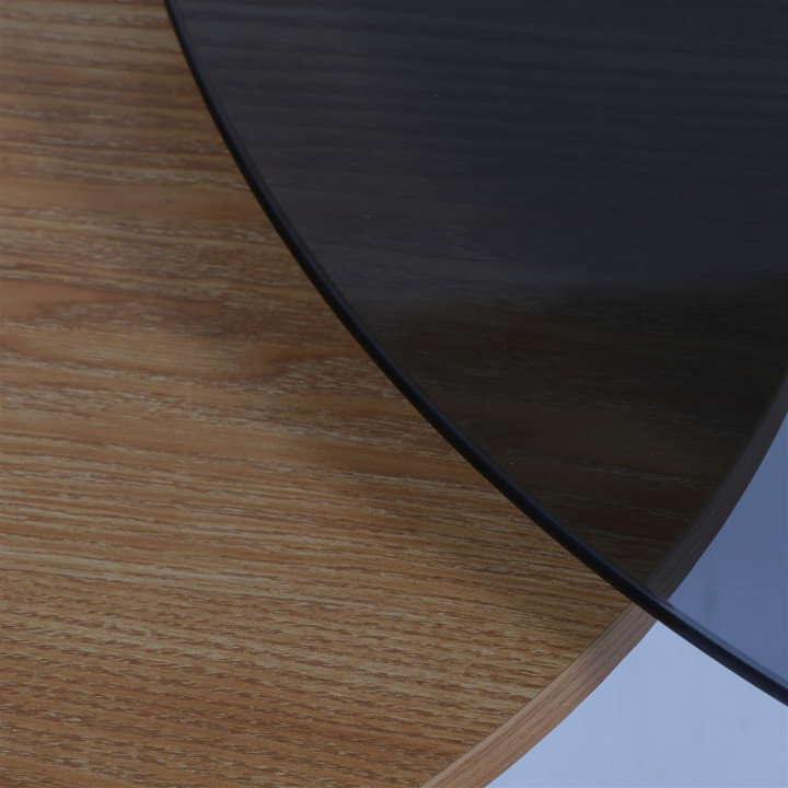 Set 2 tables de salon UCT23021 verre noir/naturel