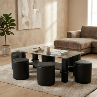 Table +6  Pouf Nora noir