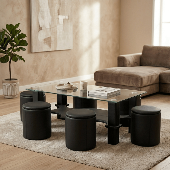 Table +6  Pouf Nora noir