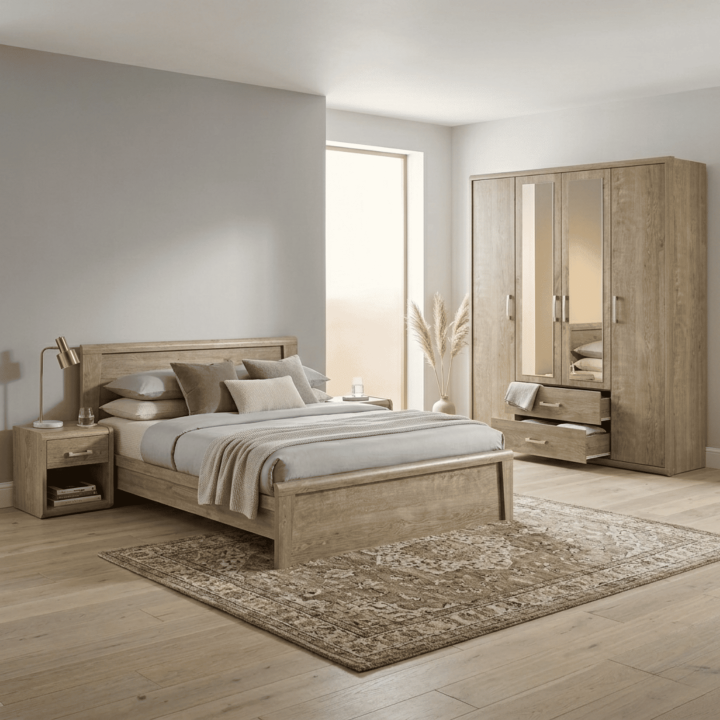 Chambre à coucher Cara avec armoire 4 portes