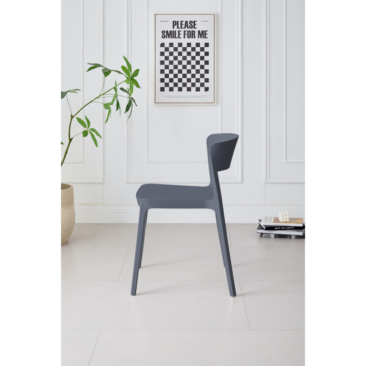 Chaise empilable Lilo gris anthracite
