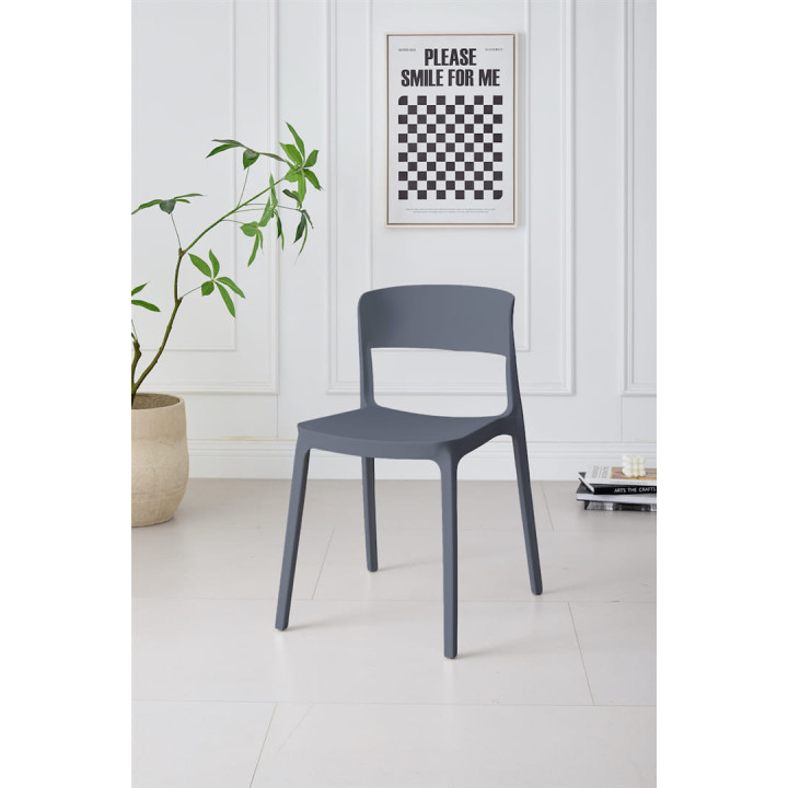 Chaise empilable Lilo gris anthracite