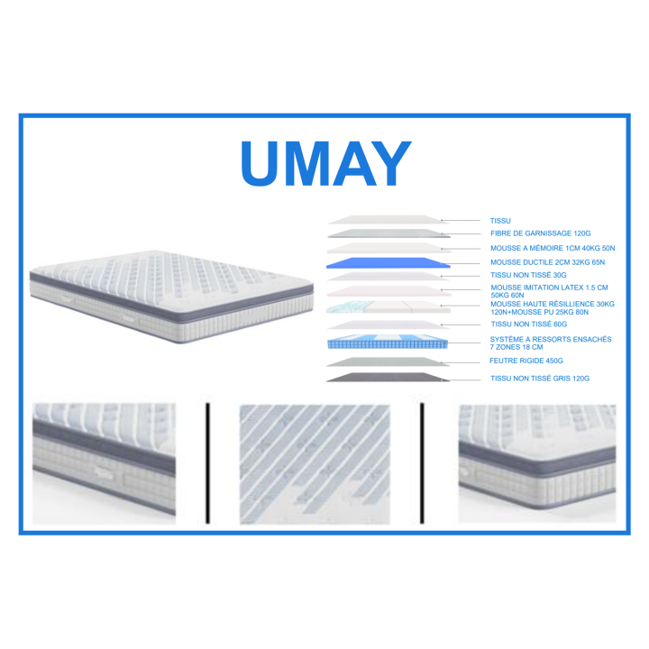 Matelas Umay 90 x 190 cm Hybride Premium