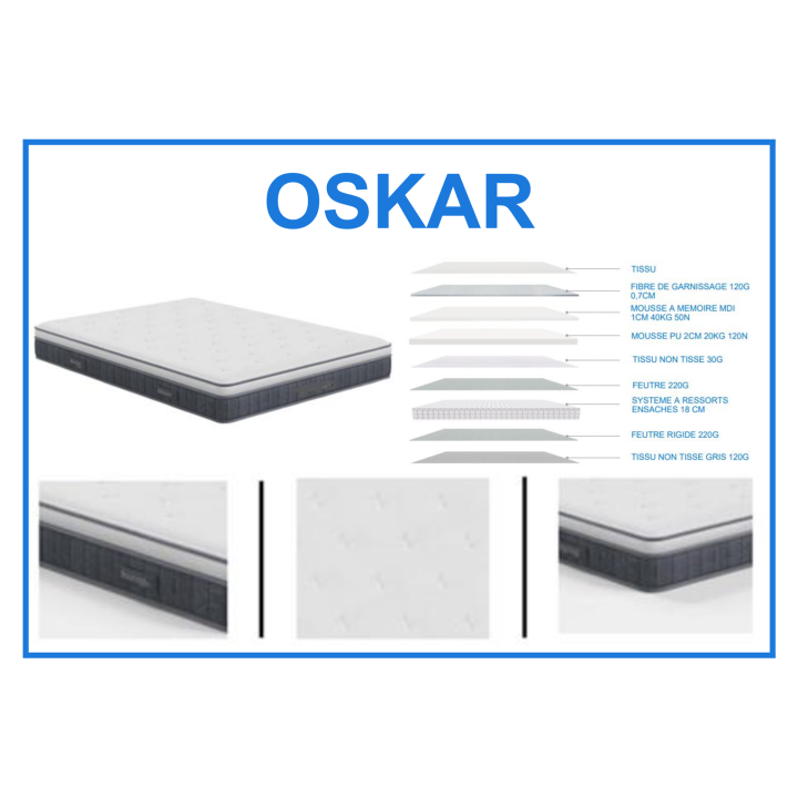 Matelas Oskar 90 x 200 cm Confort Pocket