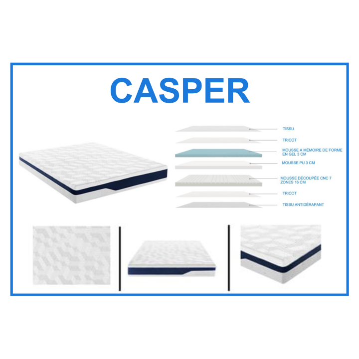 Matelas Casper - 140 x 200 cm Confort 7 zones