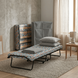 Lit pliant 80 x 190 cm - 12 lattes noir + housse