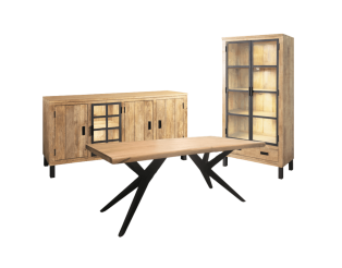 Salle à manger Kali dressoir + table + vitrine