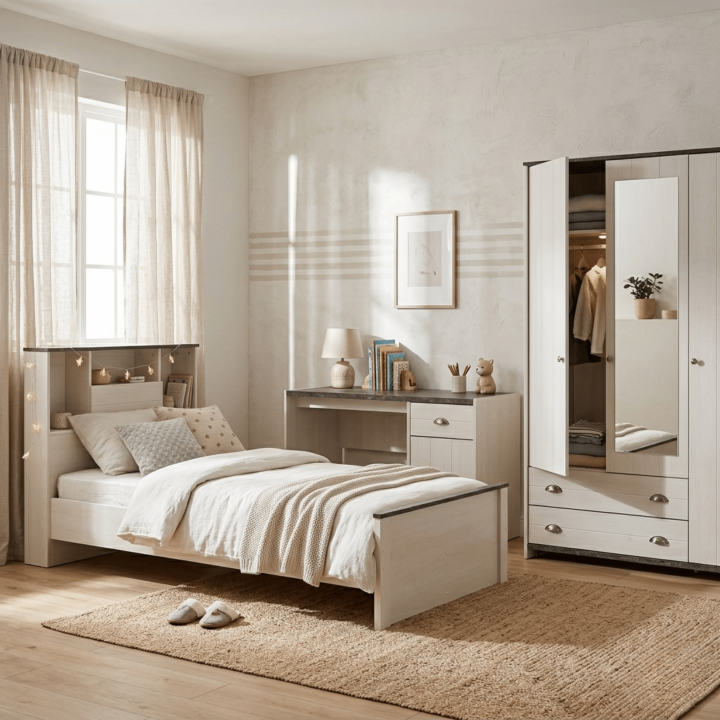Chambre Arlo junior - Lit 90 -  bureau - armoire 3 portes