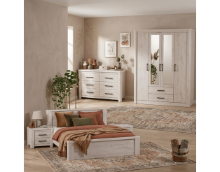 Chambre à coucher Olivos - Armoire , lit 2 chevets, commode