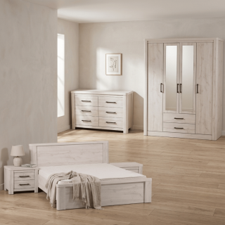 Chambre à coucher Olivos - Armoire , lit 2 chevets, commode