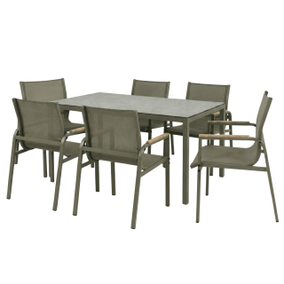 Ensemble table + 6 chaises Rouen Kaki