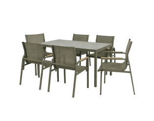 Ensemble table + 6 chaises Rouen Kaki