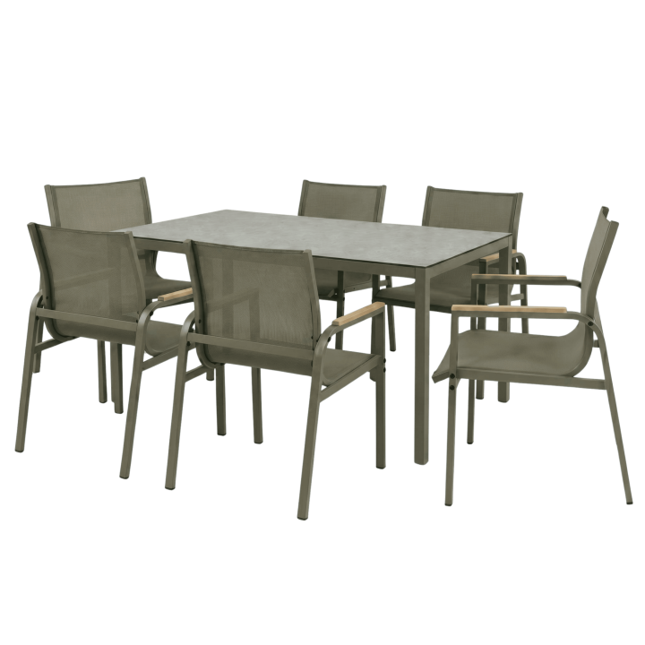 Ensemble table + 6 chaises Rouen Kaki
