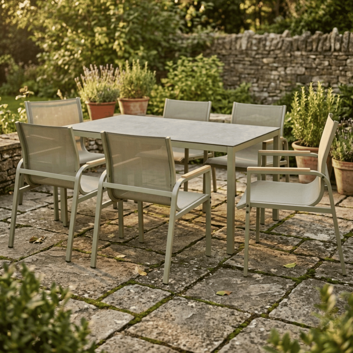 Ensemble table + 6 chaises Rouen Kaki