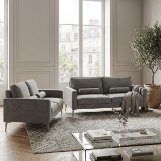 Salon Marine gris canapé  3 + 2 places