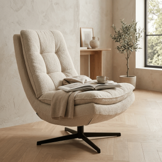 Fauteuil Yvone tissu beige