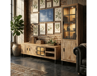 Petit living tv Kali ( meuble tv + vitrine 1 porte )