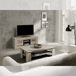 Meuble TV Wim chêne clair/noir métallique