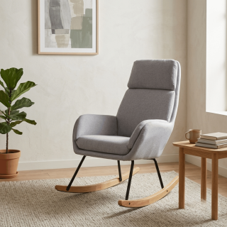 Fauteuil à bascule CH-195139 gris clair