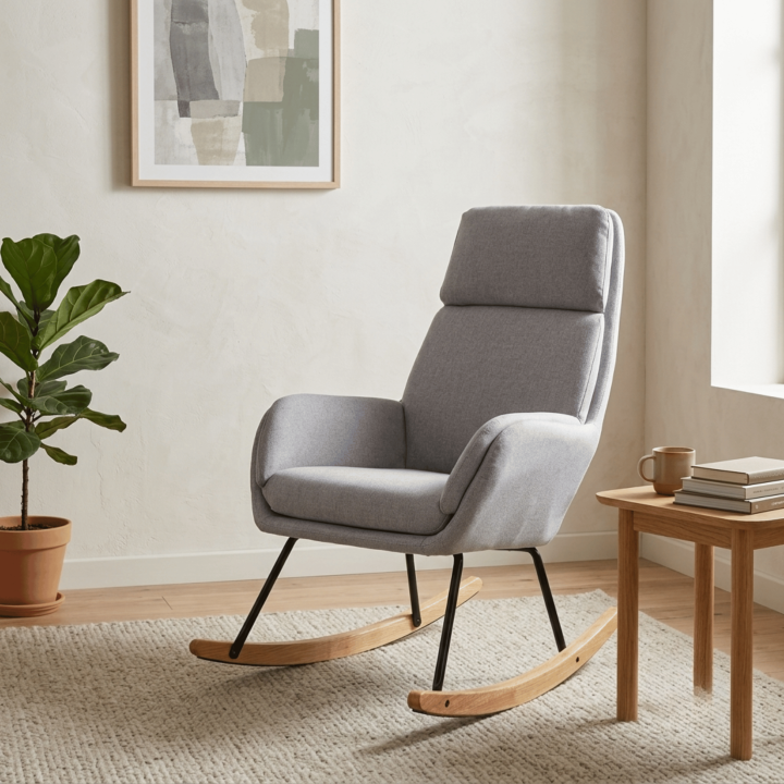Fauteuil à bascule CH-195139 gris clair
