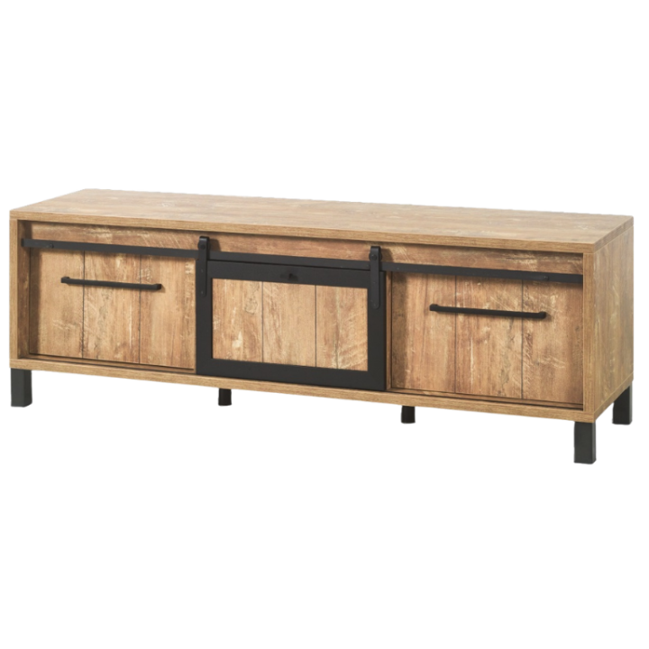 Meuble TV7 Alcatraz bois de teck orange/noir mat