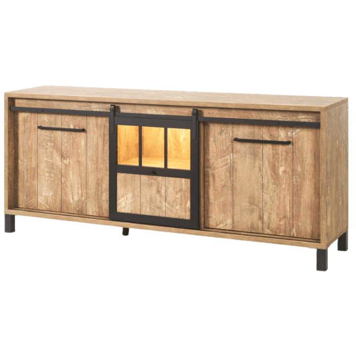 Dressoir Alcatraz 7 bois orange/noir mat
