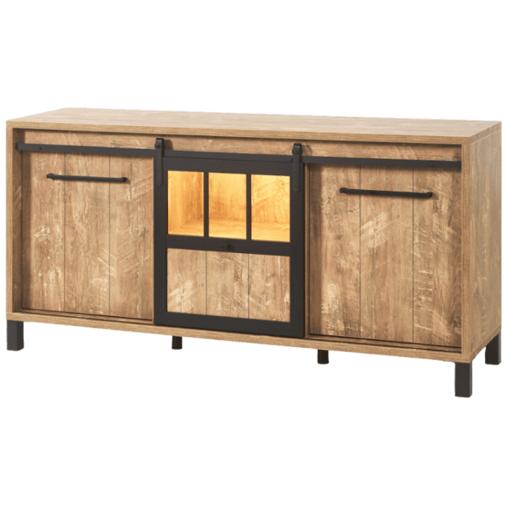 Dressoir Alcatraz 8 bois orange/noir mat