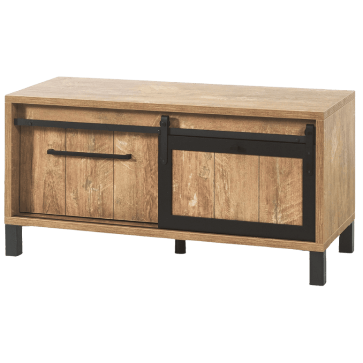 Meuble TV6  Alcatraz bois de teck orange/noir mat