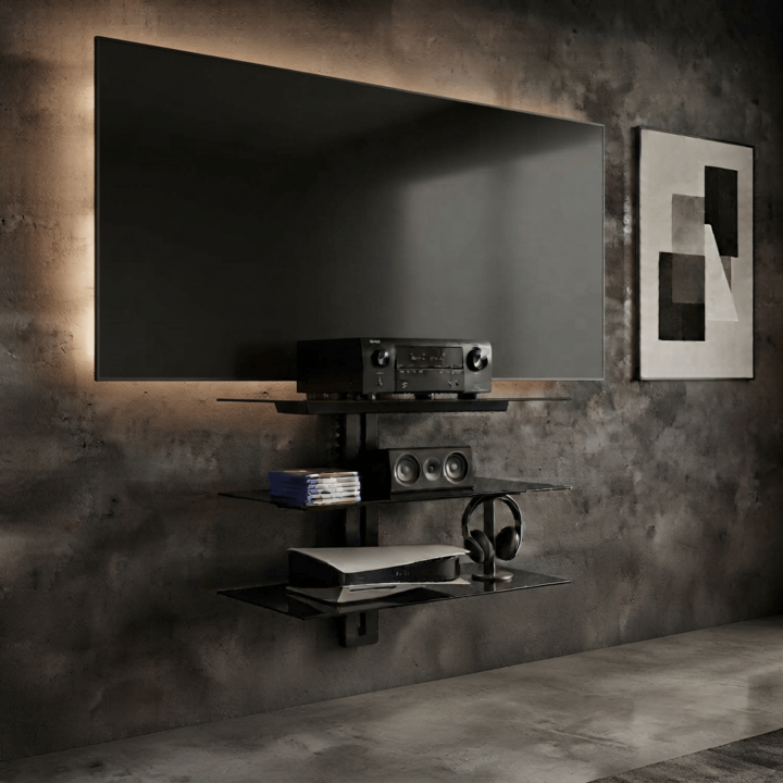 Support DVD verre noir