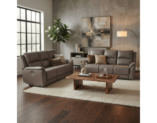 Salon 3 + 3 U70629M cuir gris clair