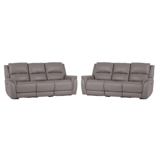 Salon 3 + 3 U70629M cuir gris clair