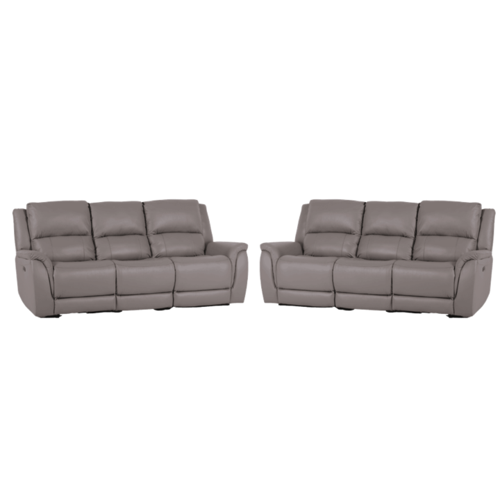 Salon 3 + 3 U70629M cuir gris clair