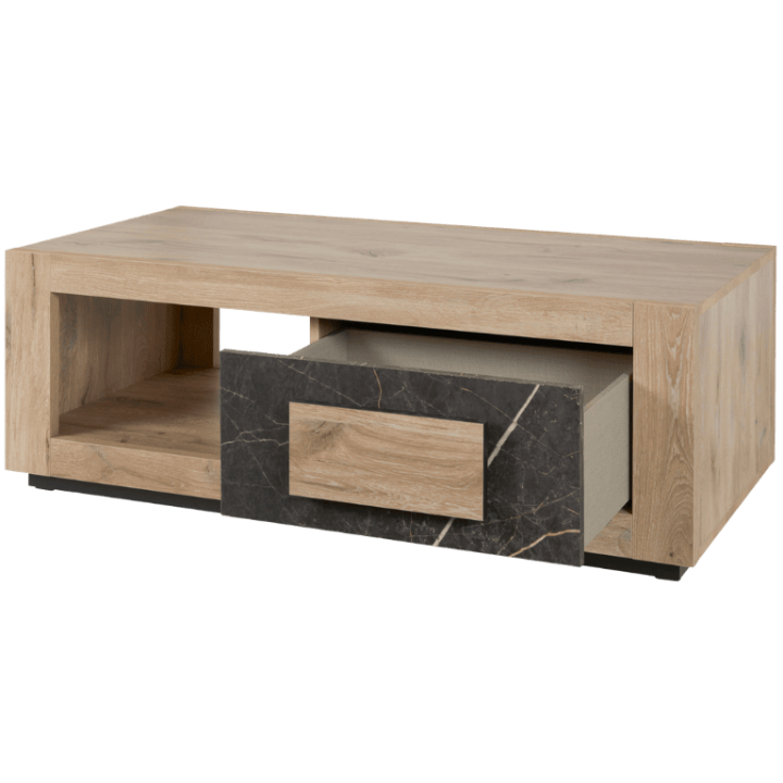 Table de salon Sacha canyon oak/marbre