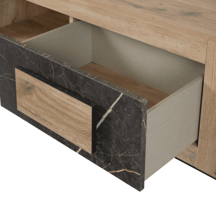 Table de salon Sacha canyon oak/marbre